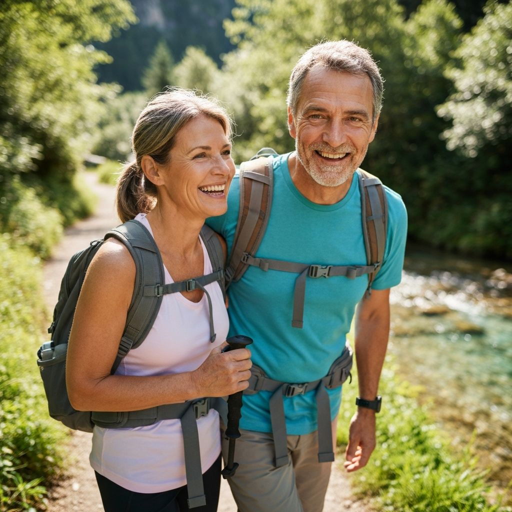 Mature couple in their 50s enjoying life outdoors